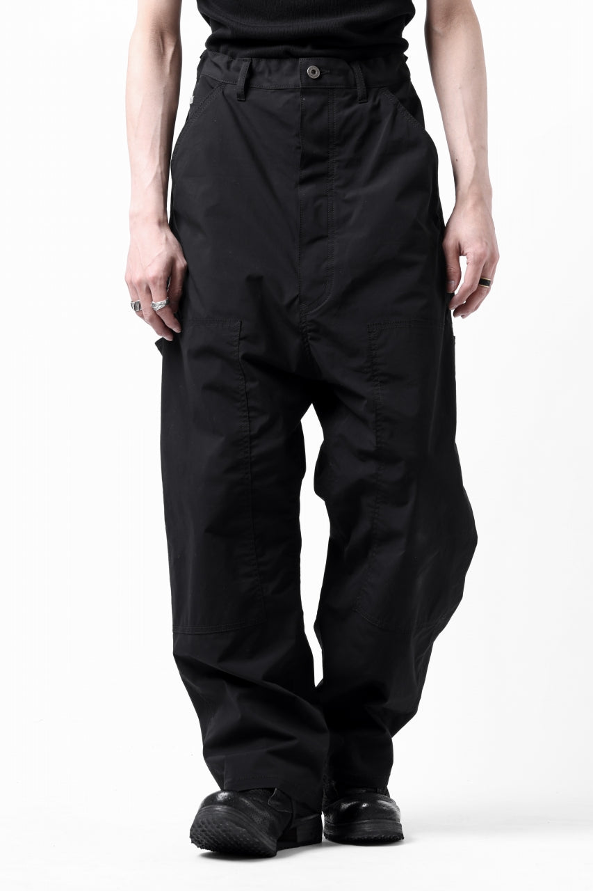 ISAMU KATAYAMA BACKLASH DOUBLE KNEE PANTS / STRETCH TYPEWRITER CLOTH (BLACK)