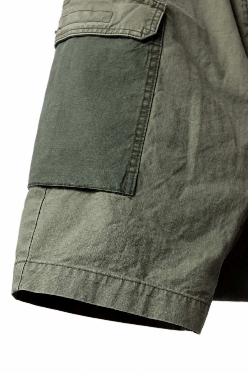 ISAMU KATAYAMA BACKLASH SARROUEL SHORTS / STONE WASHED USA-COTTON (KHAKI)