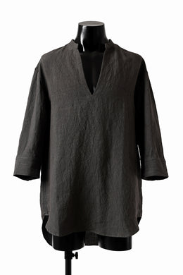 ISAMU KATAYAMA BACKLASH SKIPPER SHIRT / SOFT LINEN (CHARCOAL BLACK)