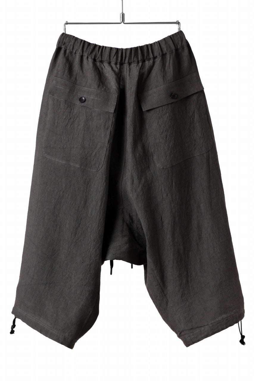 ISAMU KATAYAMA BACKLASH EASY SHORTS / SOFT LINEN (CHARCOAL BLACK)