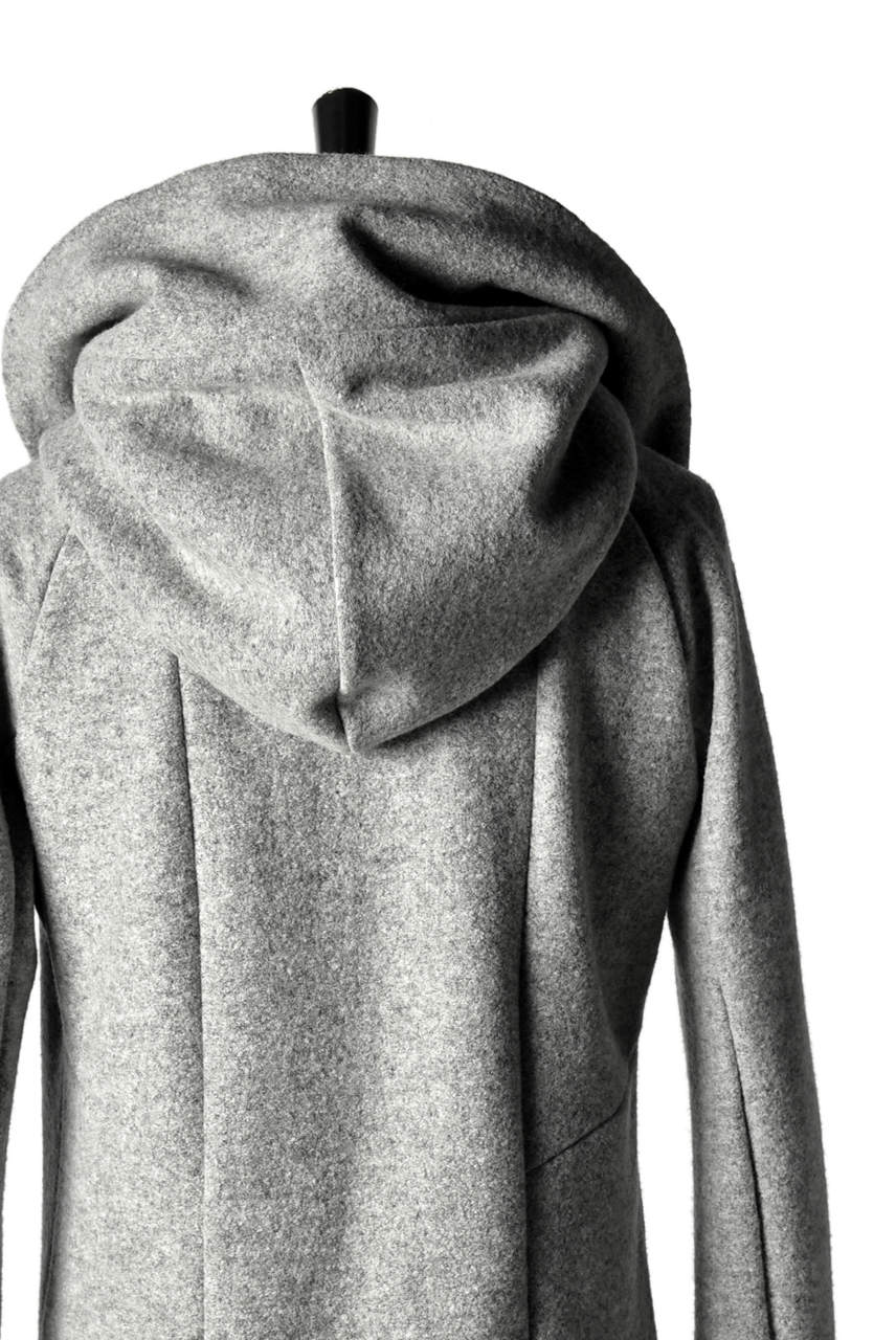 画像をギャラリービューアに読み込む, N/07 Wrap Hooded Jacket / Woolring Fleece (MELANGE GREY)