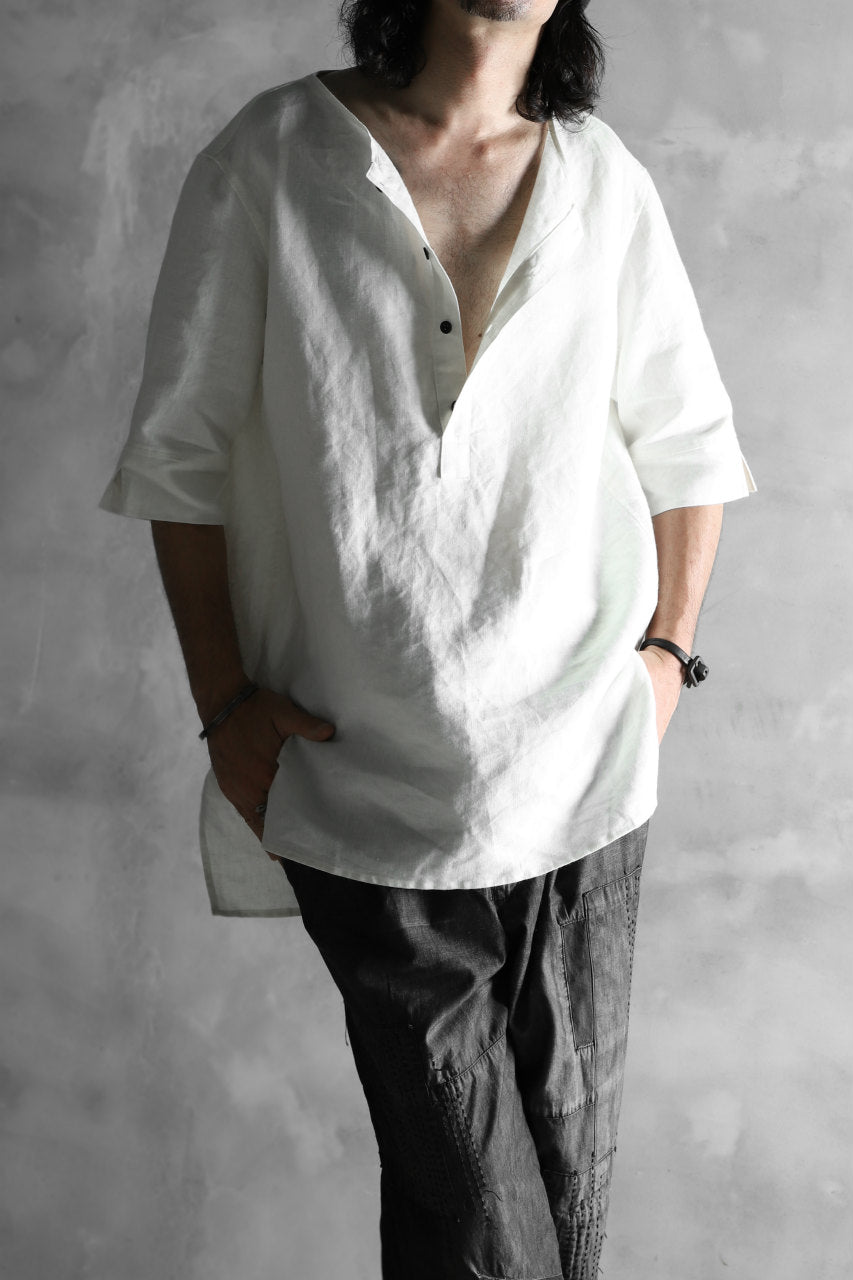 Load image into Gallery viewer, N/07 exclusive Henley Tunica Top [ Pure Linen Weave ] (WHITE)