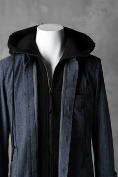 Load image into Gallery viewer, N/07 exclusive Combined Shirt-Jacket [ Stripe Denim×Fleecy Cotton ] (INDIGO STRIPE x BLACK)
