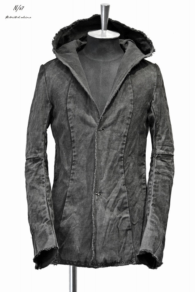 N/07 jacket hooded c/li slub twill fabric sumi dyed (SUMI BLACK)