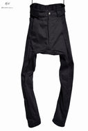 N/07 Spandex-denim stretch dropslim sarrouel pant (BLACK)