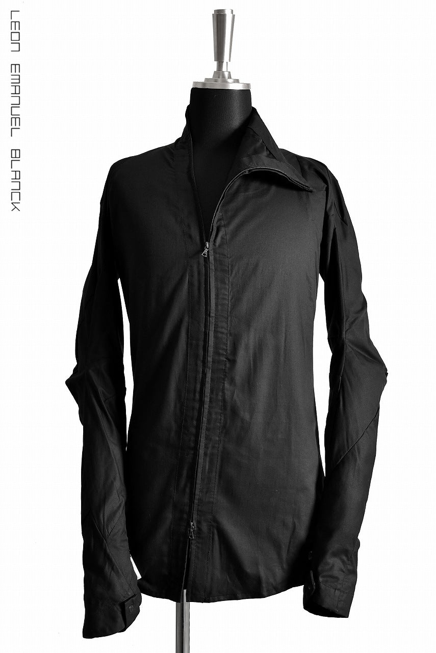 LEON EMANUEL BLANCK DISTORTION SHIRT JACKET / DRY WAX COATING (BLACK)