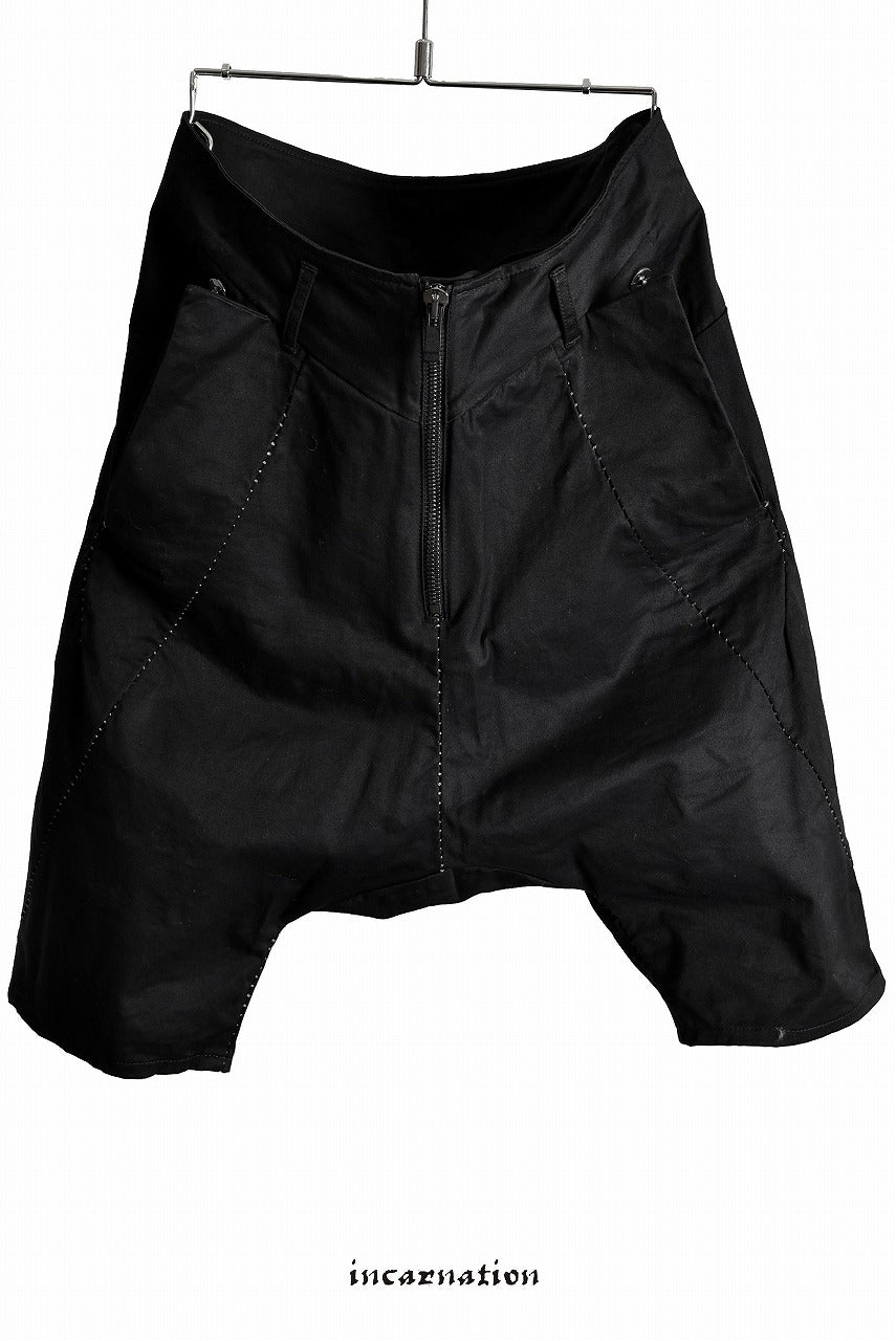 incarnation Dobby Cotton Elastic "OVER LOCKED" Sarrouel Short Trousers with Zip Pocket
