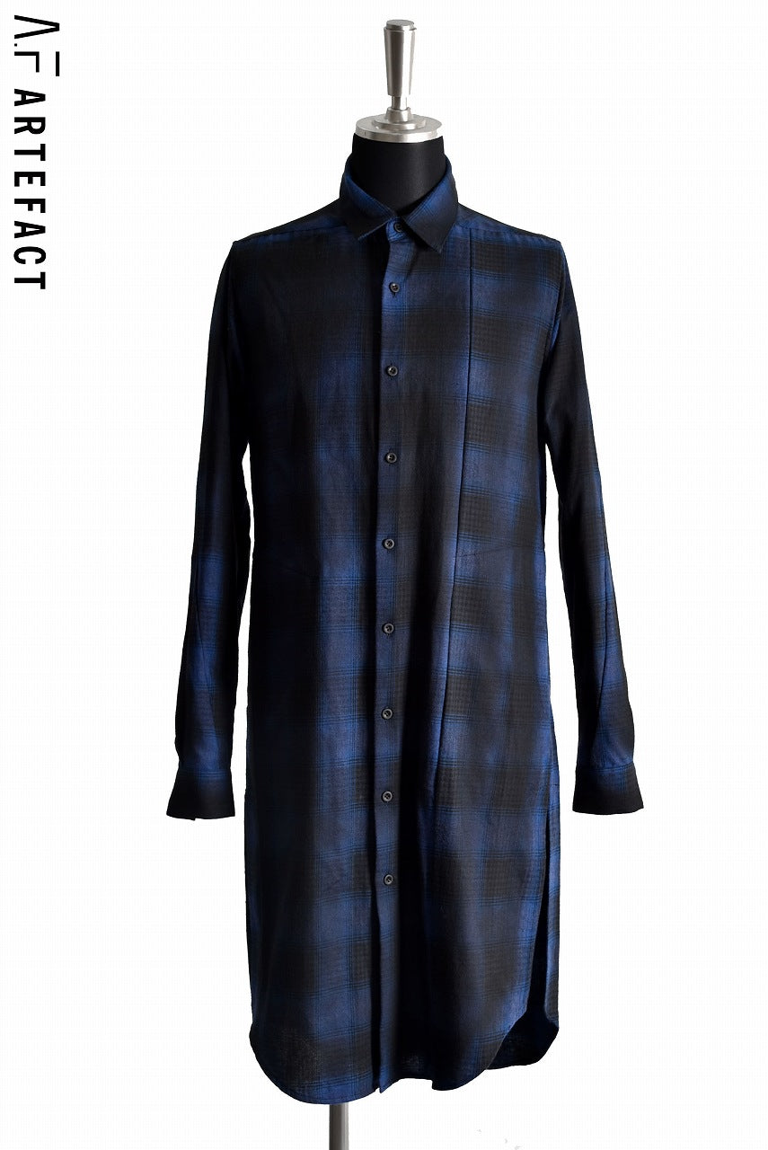 A.F ARTEFACT Black Dye Over Lock Check Shirts (BLUE)