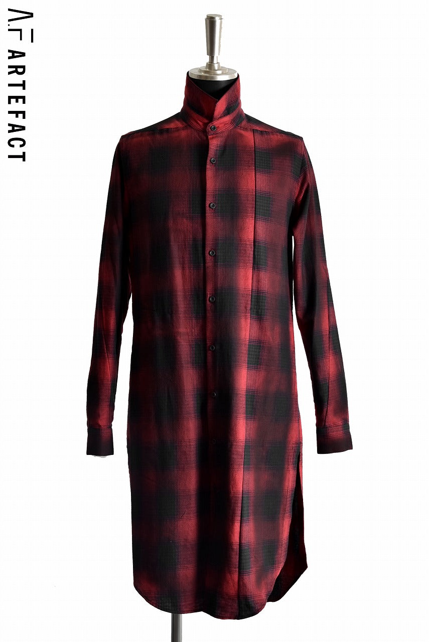 A.F ARTEFACT Black Dye Over Lock Check Shirts (RED)