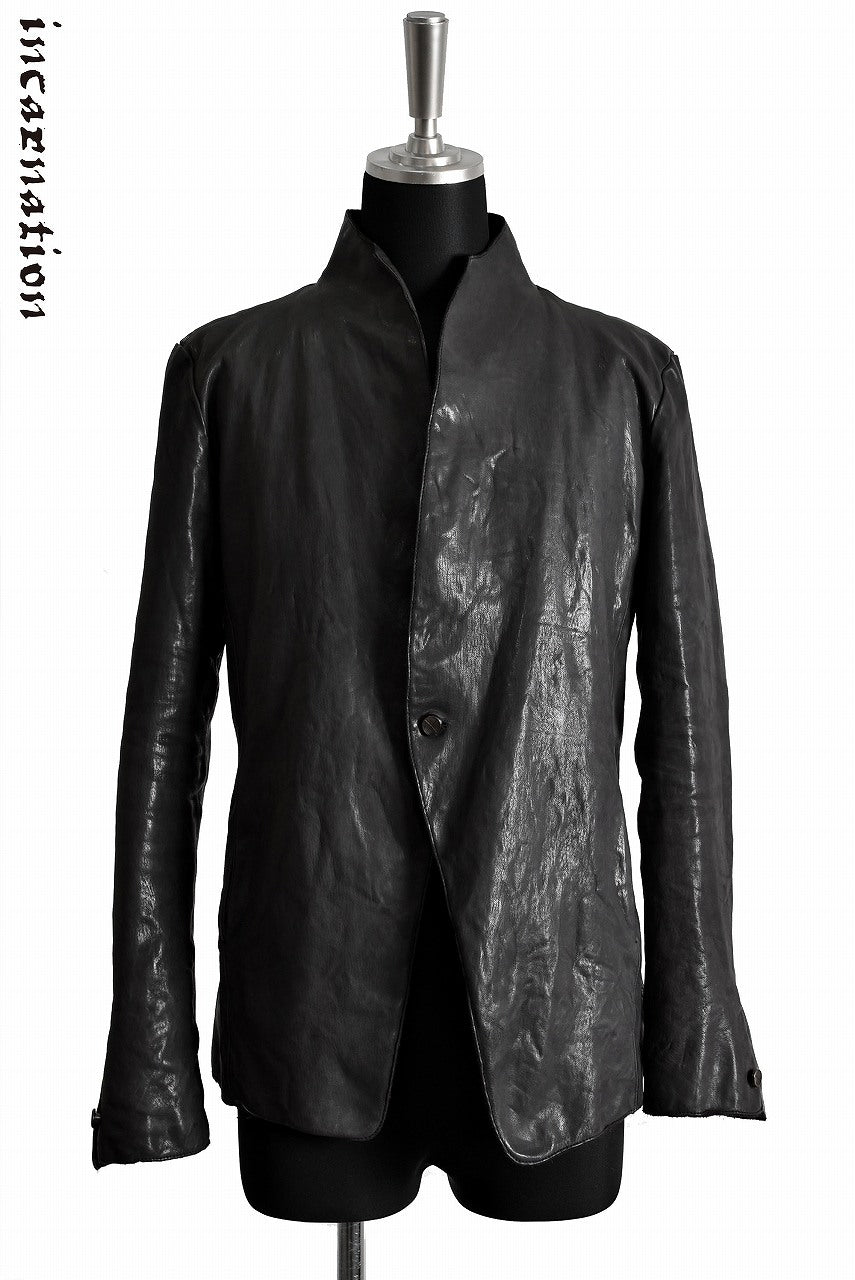 Load image into Gallery viewer, incarnation CALF SKIN LEATHER 1 SNAP BUTTON JACKET (GREY)