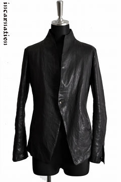Load image into Gallery viewer, incarnation CALF SKIN LEATHER 1 SNAP BUTTON JACKET (BLACK)