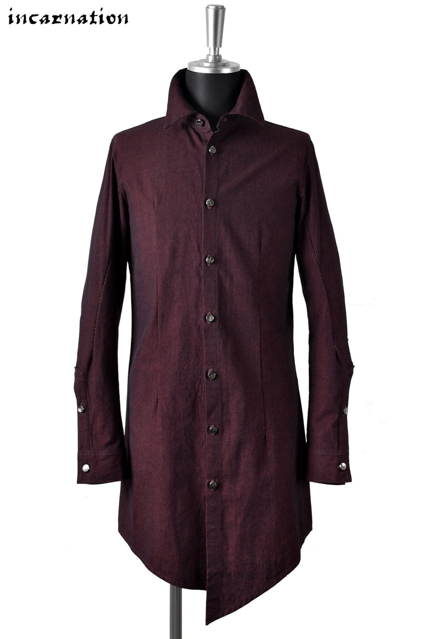 Load image into Gallery viewer, incarnation exclusive ASYMMETRIC FITTED LONG SHIRT (BORDEAUX)