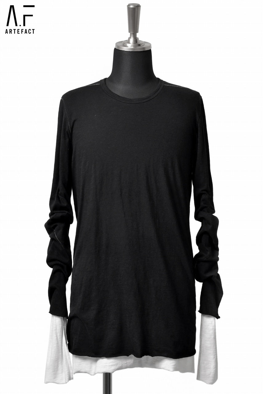 Load image into Gallery viewer, A.F ARTEFACT exclucive SLAB COTTON REVERSIBLE LAYERD LS TOPS (BLACK×L.GREY)