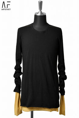 A.F ARTEFACT exclucive SLAB COTTON REVERSIBLE LAYERD LS TOPS (BLACK×MUSTARD)