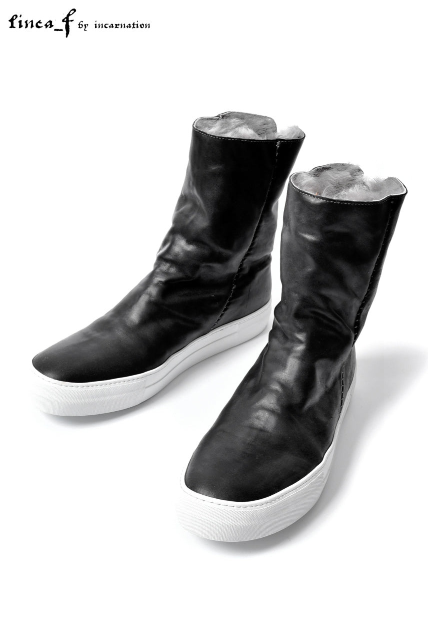 LINEA_F by incarnation GUIDI HORSE LEATHER BACK ZIP SNEAKER with SHEEP SHEARING LINNER