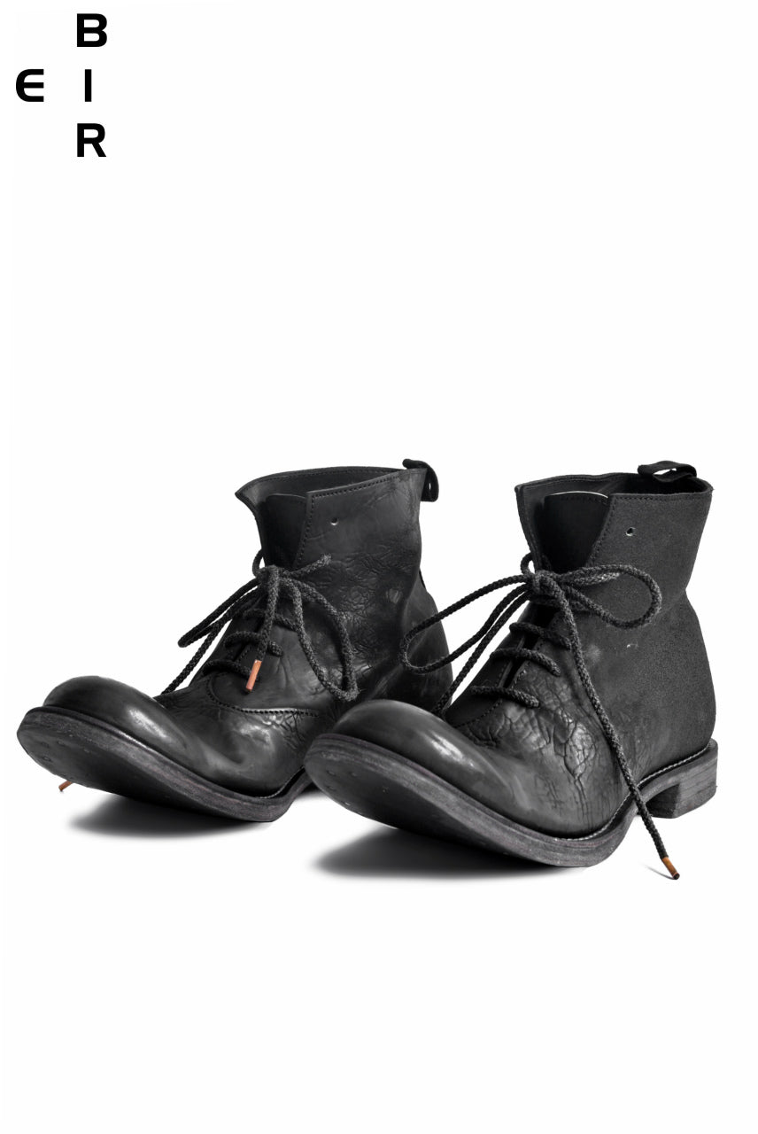 ierib exclusive whole cut rounded lace-up boots / horse-ass (Japanese-Sumi Dyed)