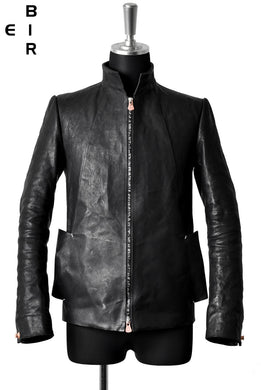 ierib classic zipper jacket / waxy Italian lambskin full vegetable tanned (BLACK)