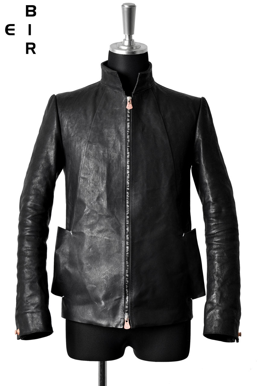 Load image into Gallery viewer, ierib classic zipper jacket / waxy Italian lambskin full vegetable tanned (BLACK)