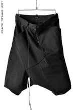 Load image into Gallery viewer, LEON EMANUEL BLANCK DISTORTION DROP CROTCH SHORTS / STRETCH TWILL (BLACK)