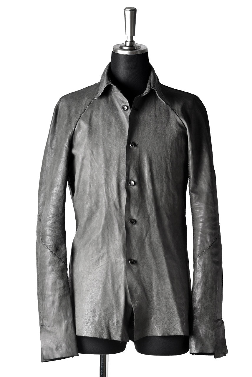 Load image into Gallery viewer, LINEA_F by incarnation BABY CALF LEATHER BUTTON SHIRT / OVERLOCKED