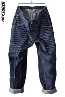 ISAMU KATAYAMA BACKLASH WIDE WORKER TROUSERS [ WABASH STRIPE ] (BLUE)