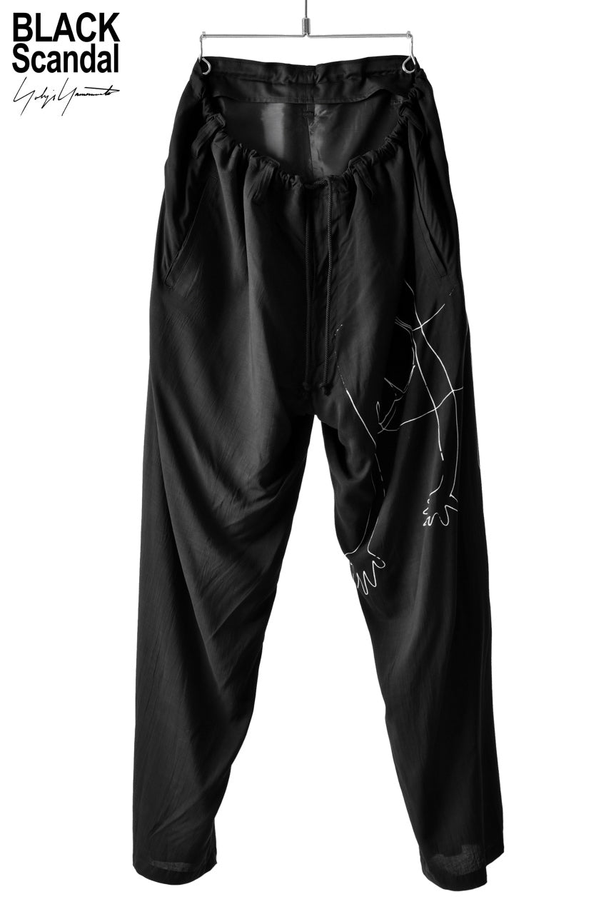 Yohji Yamamoto BLACK Scandal NUDE ILLUSTRATION WIDE PANTS (BLACK)