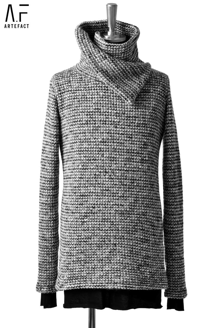 Load image into Gallery viewer, A.F ARTEFACT HIGHNECK LAYERD TOPS / MELANGE KNIT