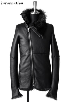 Load image into Gallery viewer, incarnation exclusive SHEEP SHEARLING MOUTON HIGH NECK BIAS ZIP JACKET