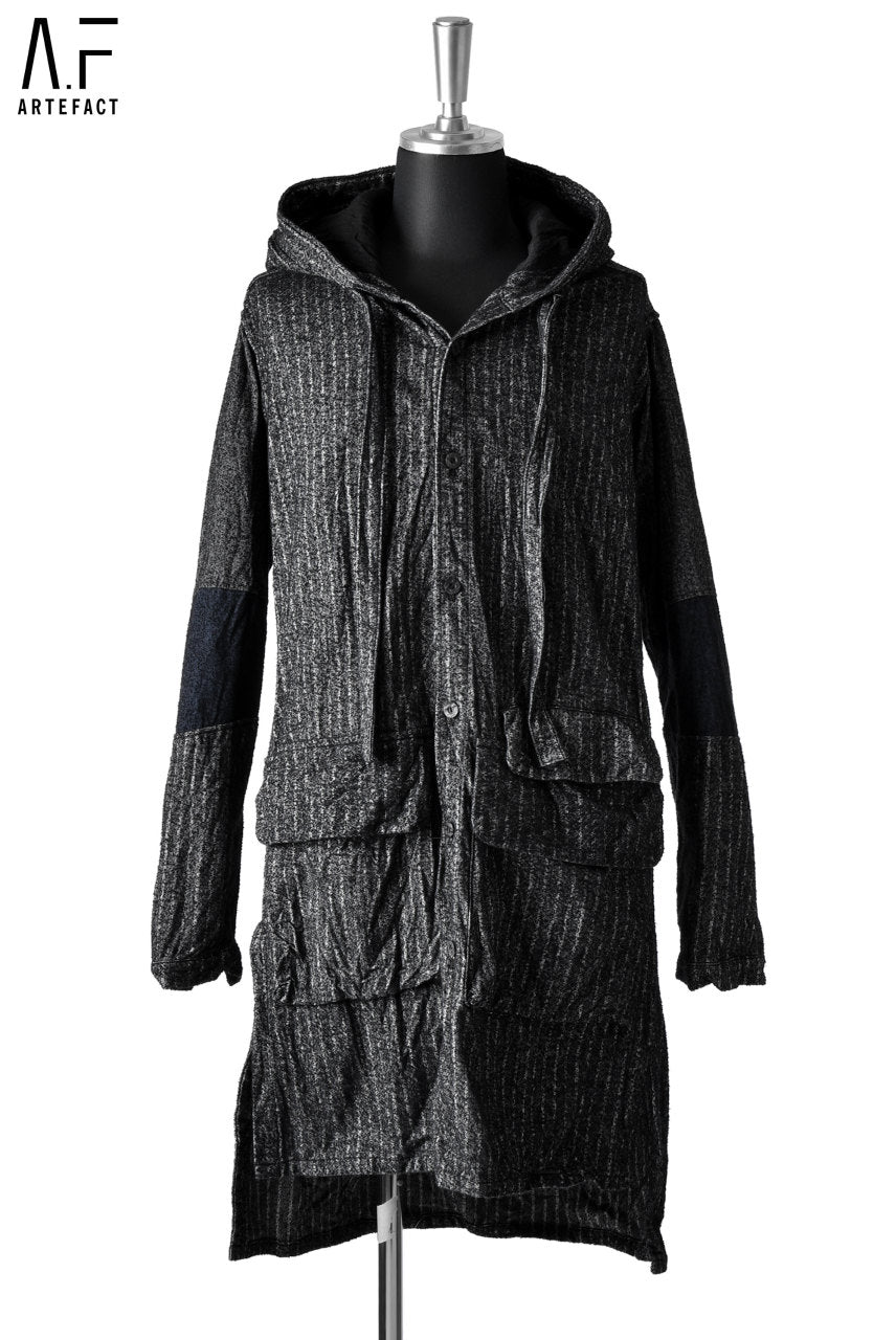 a.f artefact ストライプ フード ワーク コート A.F ARTEFACT LEATHER TEC ZIP CARGO SHORTS (BLACK)の商品
