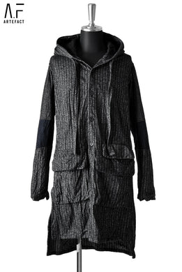 A.F ARTEFACT HOODED WORK COAT / Sumi Bincho Stripe