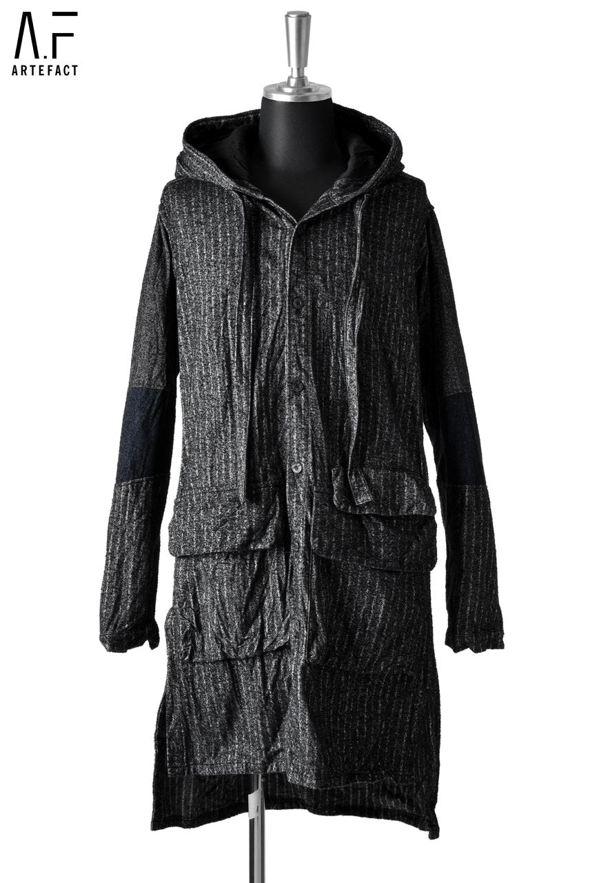Load image into Gallery viewer, A.F ARTEFACT HOODED WORK COAT / Sumi Bincho Stripe