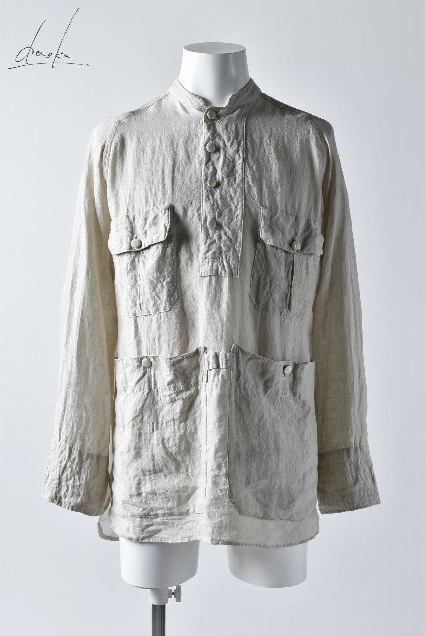 daska (vincent) painter-smock shirt / light linen (KINARI)