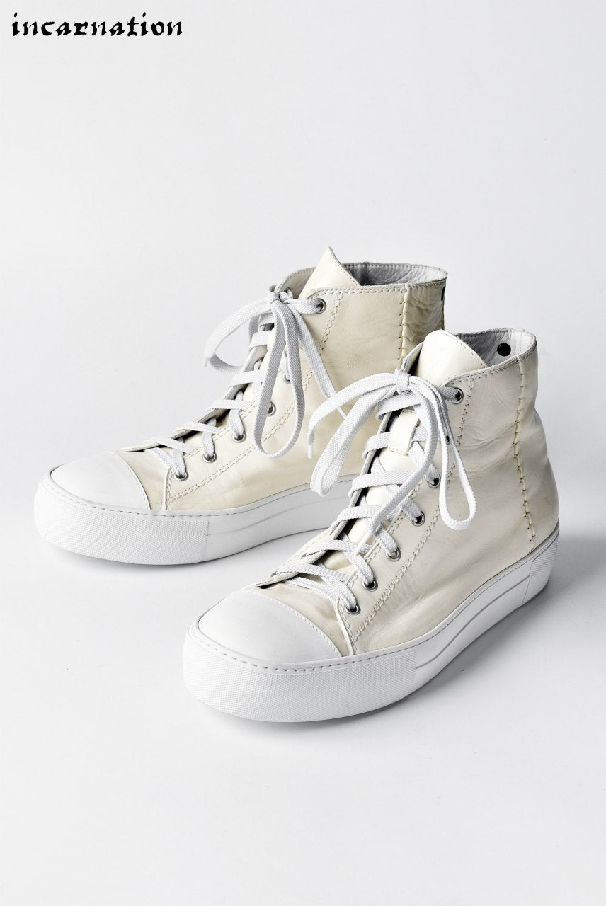 incarnation CALF WHITE LEATHER HIGH CUT LACE UP SNEAKER (WHITE)