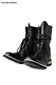 Load image into Gallery viewer, incarnation CALF SHOULDER LEATHER COMBAT BOOTS / with BLACK SHOELACES