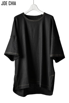 Load image into Gallery viewer, JOE CHIA STITCH DETAIL OVERSIZED PANEL TOP / Elastic-Linen, Viscose (BLACK)