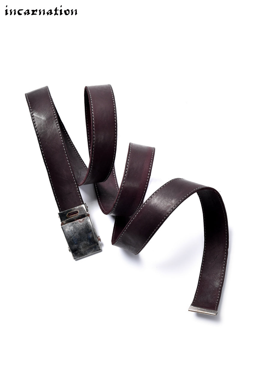incarnation HORSE LEATHER NARROW BELT with G.I BUCKLES (BORDEAUX)