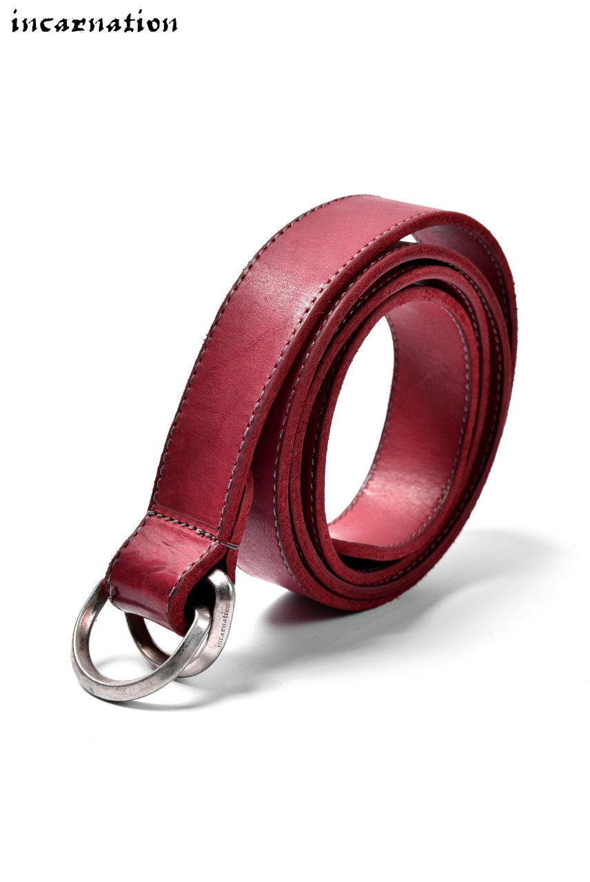 incarnation exclusive CALF LEATHER NARROW BELT with DOUBLE "D" RINGS (RED)