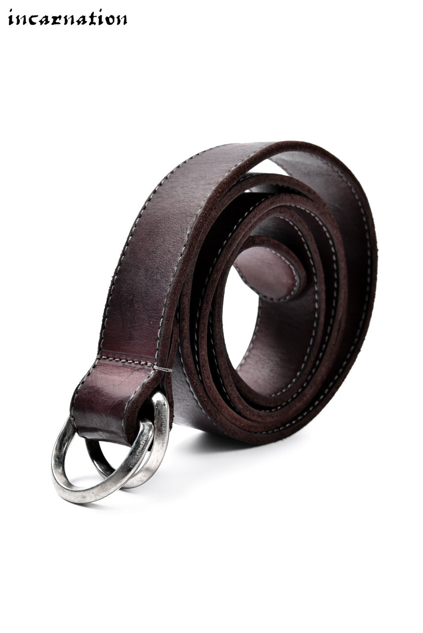 incarnation exclusive CALF LEATHER NARROW BELT with DOUBLE "D" RINGS (BORDEAUX)
