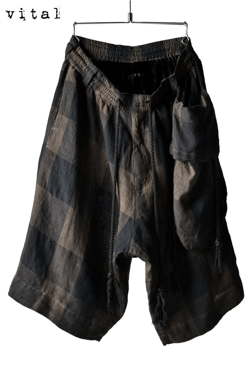 _vital dropcrotch shorts with hanging pocket / Persimmon-Dyed