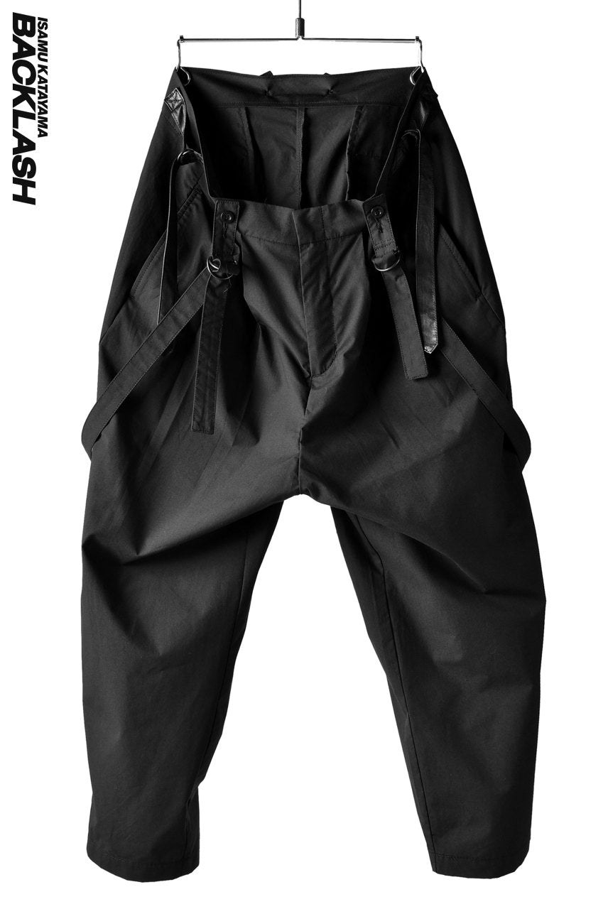 ISAMU KATAYAMA BACKLASH WIDE TAPERED PANTS with SUSPENDER (BLACK