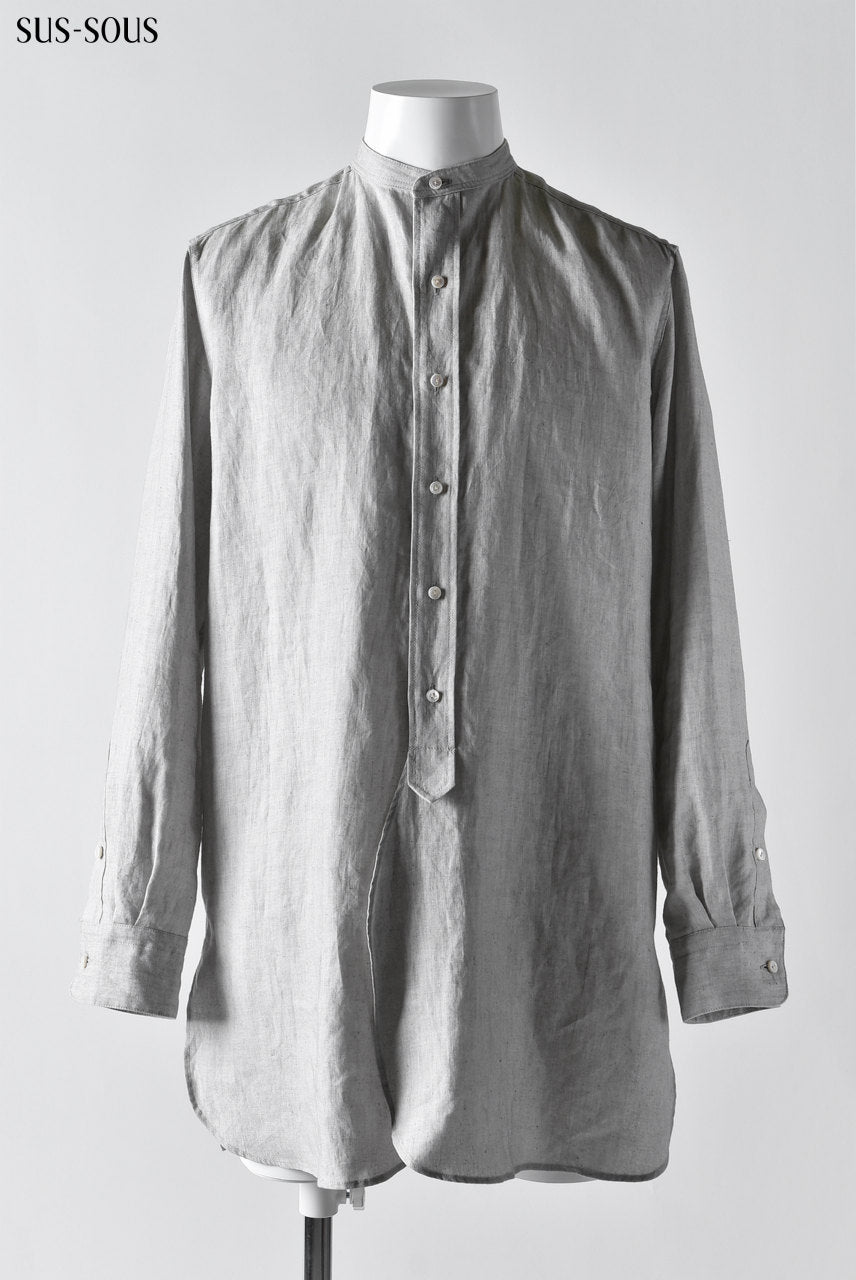 sus-sous officer shirt /L100 sumi dyed (LIGHT GREY)