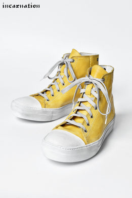 incarnation exclusive CALF LEATHER HIGH CUT LACE UP SNEAKER / HAND DYED (YELLOW)