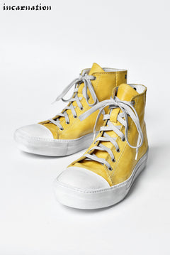 Load image into Gallery viewer, incarnation exclusive CALF LEATHER HIGH CUT LACE UP SNEAKER / HAND DYED (YELLOW)