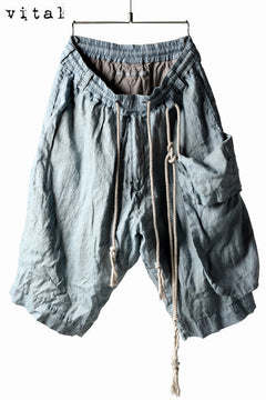 Load image into Gallery viewer, _vital exclusive dropcrotch shorts with hanging pocket / linen indigo dyed