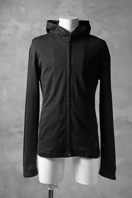 blackcrow set-in hoodie zip parka / cotton&ramie jersey (black)