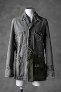 RESURRECTION HANDMADE combination denim coverall jacket (GREY×ARMY)