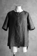 N/07 exclusive Henley Tunica Top [ Pure Linen Weave ] (BLACK)