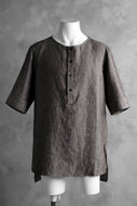 N/07 exclusive Henley Tunica Top [ Pure Linen Weave ] (BROWN)