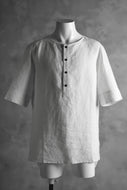 N/07 exclusive Henley Tunica Top [ Pure Linen Weave ] (WHITE)