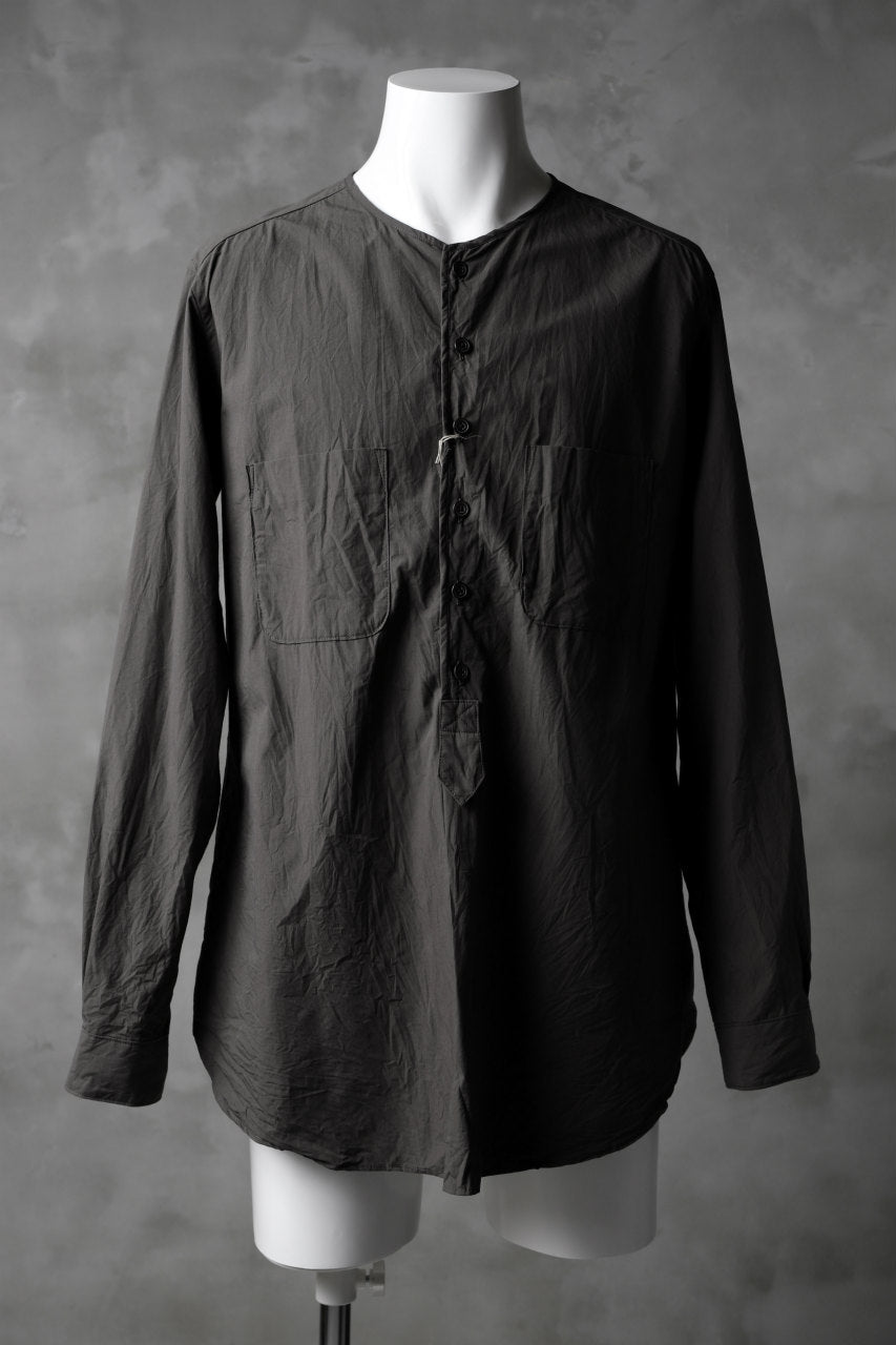 KLASICA SABRON HALF BUTTON PULLOVER SHIRT / TYPE-WRITER CLOTH (MOSS)